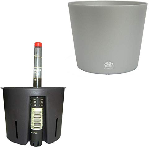 happy nature Set 3 teilig für Hydrokultur Blumentopf Flori Ø 16 Silber + Kulturtopf + Wasserstandsanzeiger