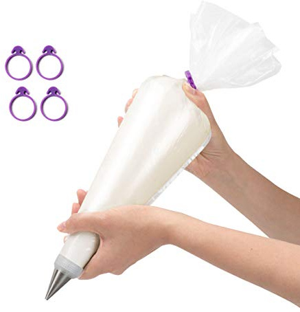 ilauke 100 Pack Cake Decorating Supplies 18 inch Piping Bags Disposable Thickened Large Pastry Bags with 4 Icing Bag Ties, Extra Thick Anti-Burst Piping Bags for Cookie