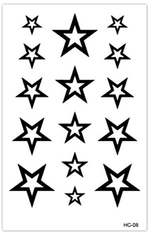 EROSPA® Tattoo-Bogen temporär - Sterne/Stars - Schwarz - 10,5 x 6,5 cm
