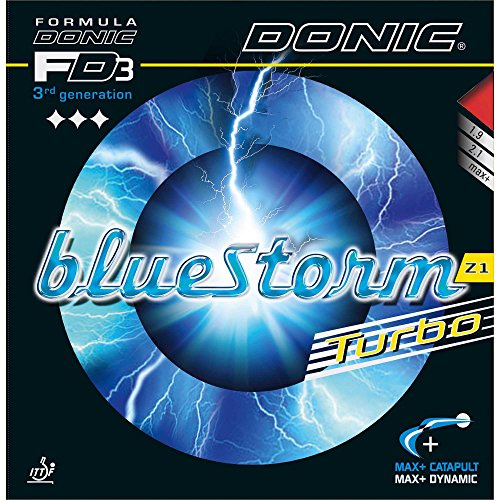 DONIC, rivestimento per tavolo da ping pong Bluestorm Z1 Turbo [etichetta in lingua italiana non garantita], Nero , 1,9 mm