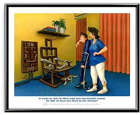 Veit`S Bilder Wandbild Cartoon Physiotherapie Reizstrom Schmerztherapie - neulich ganz günstig bei Ebay ersteigert! (Klein 24x30ohne Rahmen)