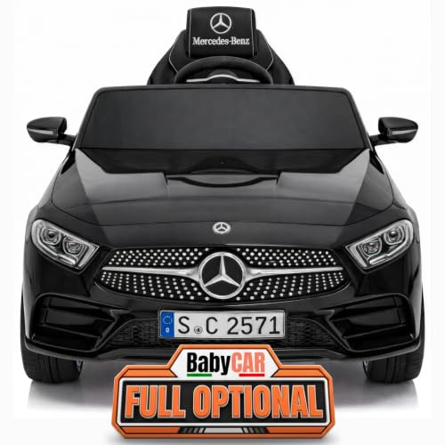 BabyCar Mercedes CLS 350 AMG | Kinder Auto Elektro 12V mit 2×25W Motoren | Kinder Elektroauto mit Fernbedienung, Ledersitz, Türen zum Öffnen, MP3/USB | Offiziell Lizenziertes | Schwarz