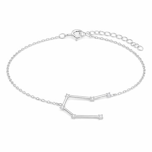 Löb 925 Silber Zwillinge Armkette Armband Zirkonia Sternzeichen Stern Filigran, Damen Armkettchen Glitzer Steine Schmal Layering Dünn Schlicht Zart Modern Minimalistisch
