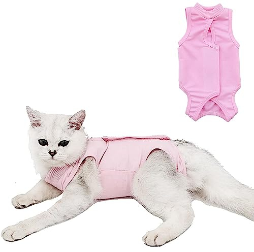 WDEC M 2.5-3.5kg Katzenbody Nach Op Anti-leckende für Katze Body Operation Haut-Krankheit Recovery Body Katze Kleidung Nach Kastration E-Halsband Alternative für Katzen Hunde, Katzenbekleidung (rosa)