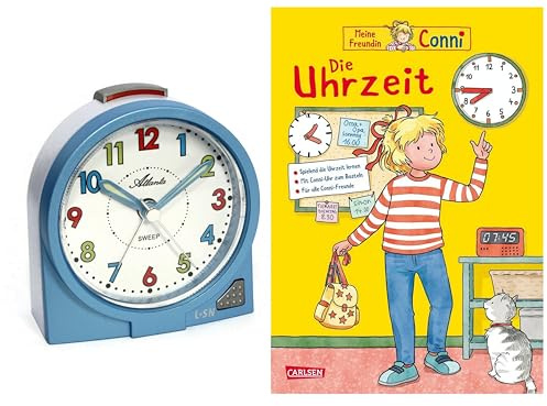 Wecker ohne Ticken + Buch Conni Die Uhrzeit - 2127/5 BU (Blau Conni)