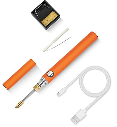 DAZZLEEX Lithium-Ionen-Akku-Lötkolben 5V 15W USB Typ-C-Lötkolbenstift 1100A mit Lötständer, Lötdraht
