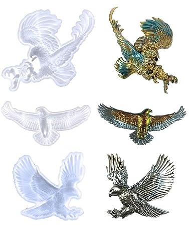 Xidmold 3 Stücke Adler Silikonformen Tier Epoxidharz Formen Adler Harzguss Gießform Wanddekoration Hängende Dekorationen Harzform für Desktop Ornamente Kunstdekoration
