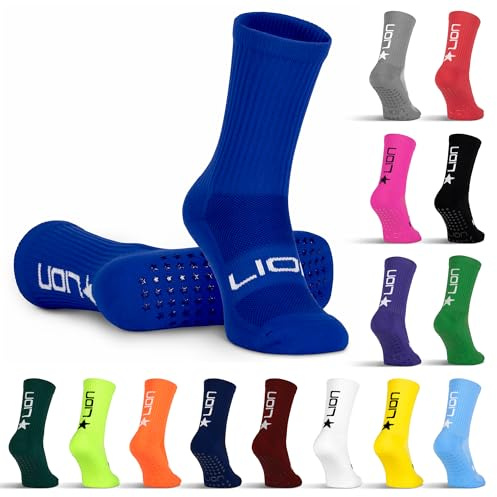 LION SPORTSWEAR Football Grip Socks For Men/Women/Kids - Variety Of Colours To Match Your Team Kit & Sleeve Socks (UK, Alpha, S, Royal Blue)