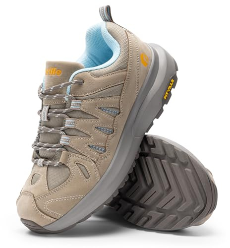 FitVille Women's Extra Wide Fit Trainers, Breathable Walking Hiking Trekking Shoes with Arch Support Wide 6 UK Khaki