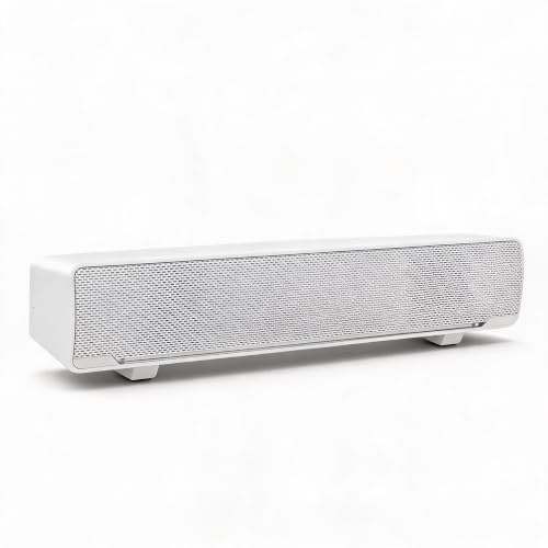 Annadue SADA V-196 Reproductor de Música con Barra de Sonido Estéreo 3D USB para Teléfonos Móviles PC, Caja de Sonido Envolvente de Graves con Perilla de Volumen y Luz LED (White)