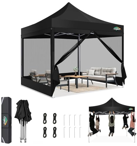 COBIZI Faltpavillon 3x3 m mit Moskitonetz, wasserdicht, stabil