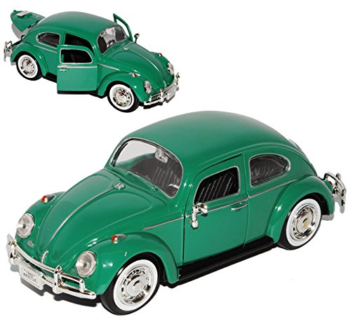 Motormax Volkwagen Käfer 1300 Coupe Java Grün mit Weissbandreifen 1/24 Modell Auto mit individiuellem Wunschkennzeichen