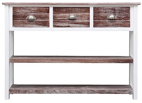 KTHLBRH Vielseitiges Sideboard Wohnzimmer Sideboard Esszimmerschrank Sideboard Antik-Braun 108x30x76 cm Massivholz Paulownia für Küche, Wohnzimmer, Aufenthaltsraum