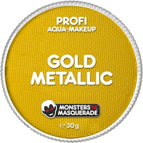 Monsters'n'Masquerade® Profi Aqua Schminke GOLD 30g | Wasserbasierte Gesichts- & Körperschminke | Aqua Make-up, Theaterschminke, Halloween, Bodypaint, Cosplay & Karneval