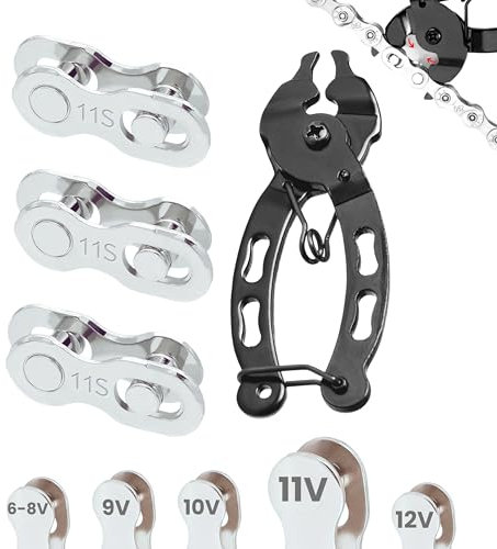 Maillon Rapide 11 vitesses et Pinces pour chaîne de vélo | 3 paires pour chaînes 11V – Connecteur de chaîne pour vélo | Disponible pour 6, 7, 8, 9, 10, 11 12 vitesses