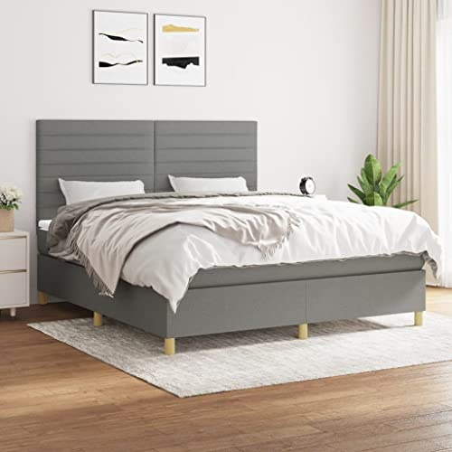 CKioict Palettenbett Modernes Bettgestell Jugendbett Boxspringbett mit Matratze Dunkelgrau 160x200 cm StoffGeeignet für Arbeitszimmer, Wohnzimmer, Hotel