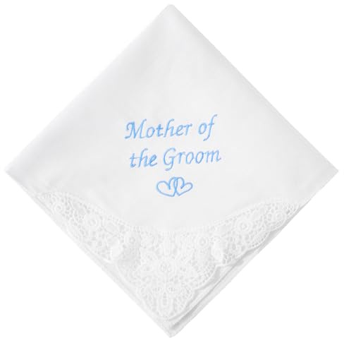 HOULIFE Taschentuch für Hochzeit, bestickt, 60er Jahre, aus Baumwolle, weiß, Hankies, Hanky, bestickt, personalisierbar, für das Geschenk des Hochzeitstags des Bräutigams, 32 x 32 cm