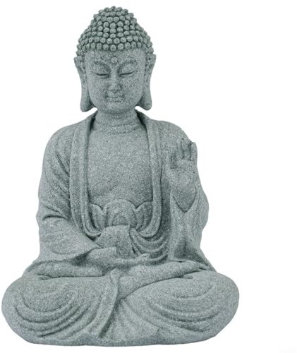 Yuanpgky Ornement de jardin Bouddha assis en résine effet zen statue de Bouddha assis, décoration de jardin (A)
