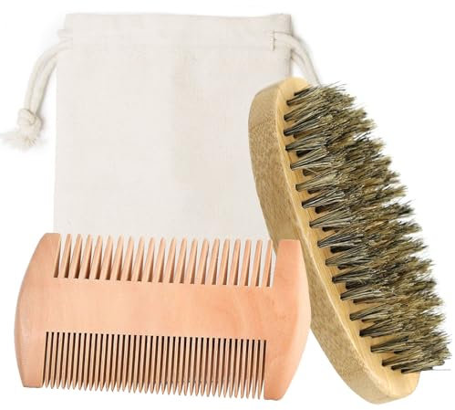 Bestvisse Bartpflegeset für Herren, mit Scherenbürste, faltbarer Kamm, Rasierzubehör für Gesicht, Haarpflege, Reisen, Zuhause