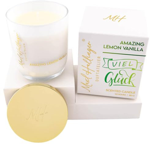 Hallingers Genuss Manufaktur Glückwünsche Duftkerze aus Sojawachs bis 40h Maxl Hallinger, scented candle, Duftkerzen im Glas