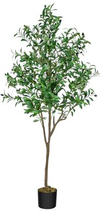 Youyijia Künstlicher Olivenbaum 150cm Realistisch Pflanzen Indoor mit Echtwirkendem Stamm & Blättern, Kunstpflanze, Dauerhaft Grüne Zimmerpflanze für Wohnzimmer Büro Deko Garten Hochzeit