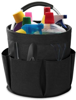 YZROHYI Organizer Prodotti Pulizia 17 L,Secchio Porta Detersivi Con Manico,Contenitore per Utensili per La Pulizia,Borsa per Attrezzi da Giardino Portatile,Cesto Porta Prodotti Pulizie -Nero