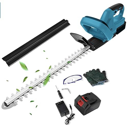 Tagliasiepi senza fili, taglia siepe batteria, taglia siepe telescopico elettrici, 1500mah*10 Batteria/Lama a doppia azione/Meno Rumore Equipaggiato Protezioni per Prato, Arbusti, Corte (una)