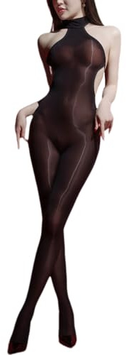 SSQKYZCSYZ Women's Oil Shiny Bodystocking Neckband Backless Body Stockings Glossy Sleeveless Body Stocking