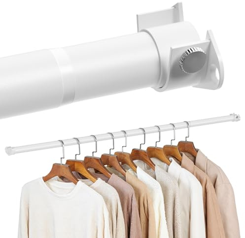 Zipglo Wardrobe Rod 40-130cm, Heavy Duty Wardrobe Rails and Fittings, Extendable Clothes Rail Pole Adjustable Hanging Rails for Wardrobe & Storage, White