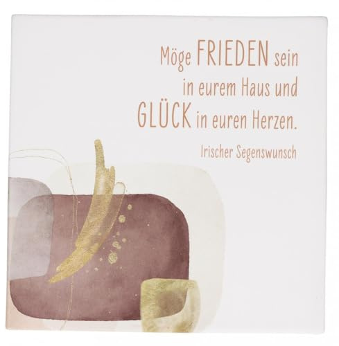 Butzon & Bercker Porzellan-Haussegen - Quadratische Porzellantafel 15cm | Irischer Segensspruch auf Keramik-Wandbild. Religiöses Türschild inklusive Geschenkbox als christliche Deko-Idee.