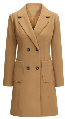 Yuson Girl Manteau Femme Hiver Manteau en Laine Classique Chaud Trench Coats Double Boutonnage À Revers Chic Manteaux Blazer Mi-Long Casual Veste