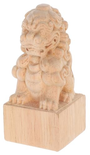 Operitacx Wood Carved Post Finial 7.5x4cm Unfinished Solid Wood Roman Column Cap Decorative Lion Sculpture Replacement Flagpole and Curtain Rod End Finials for Home Decor