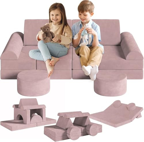 MAMIZO Spielsofa Kindersofa mit 15PCS Modul, Modulare Kinderspielcouch, Kindersofa aus Schaumstoff Bausteine, Spielsofa für Kinder, Kuschelecke im Kinderzimmer, zum Spielen, Kreativsein, Schlafen