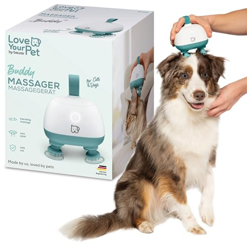 Beurer Love Your Pet Massaggiatore Buddy per cani e gatti, massaggio relax e anti-stress di testa e corpo per animali domestici, Silenzioso, Accessori massaggio in Silicone, Batteria Ricaricabile