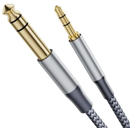Ticenpe 3.5mm to 6.35mm Cable 2M/6.6FT, 3.5mm 1/8 Male to 6.35mm 1/4 Male Gold-Plated Connector Audio Stereo HiFi Nylond Braid Cable for Laptop, Home Theater Devices, Amplifiers