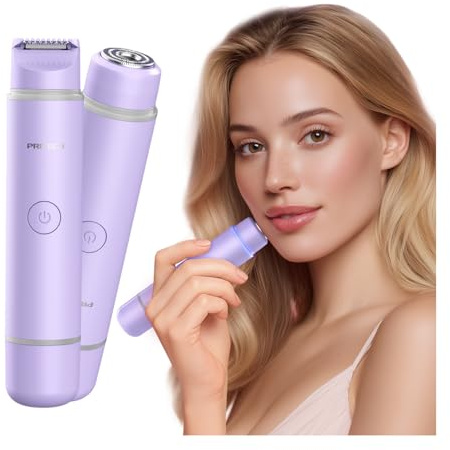 Rasoir 2 en 1 à double tête pour femme - Épilateur facial pour femme - Mini épilateur humide et sec - Rasoir portable pour cheveux, visage, sourcils, moustache, barbe, bras, jambes