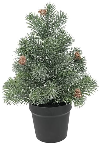 Künstlicher Mini-Tannenbaum mit Zapfen im Topf 38cm Deko Kleiner Christbaum Weihnachtsbaum Kunst Kunsttanne Kunstbaum Dekobaum Koniferen X'Mas Kleiner Weihnachtsdeko Adventsdeko Kunstpflanze Tanne