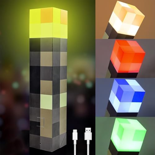 YeahBoom 1 Piece Wall Torch Night Light, Lamp Torch Wall Lamp, Craft Torch Lamp with 4 Colours, USB Rechargeable Night Lamp Children, 3D Bedside Lamp Children for Cosplay Toy Gifts