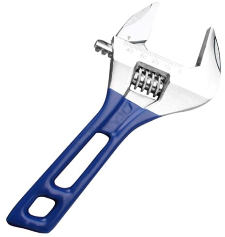 Veemoon Llave Inglesa Ajustable de Mango Corto 15 Cm, Boca Ancha, Acero Resistente, Llave Pequeña Portátil para Mantenimiento de Sanitarios y Grifos, Herramienta Multifuncional en Azul