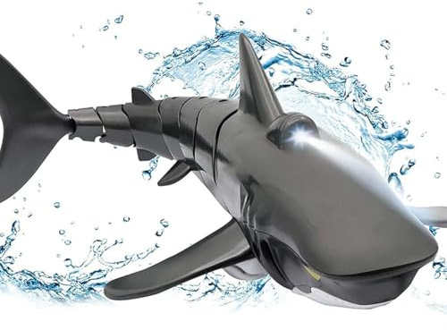 OBEST Ferngesteuertes Hai-Spielzeug, 2.4GHz RC Hai Boot für Pool und Schwimmbad, Hoher Simulation Hai-Boot Sommer-Wasserspielzeug, Elektrische Shark Boat Geschenk für Jungen und Mädchen