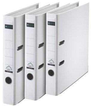 Leitz 101550 Qualitäts-Ordner Plastik-Cover (weiß, schmal | 3er Pack)