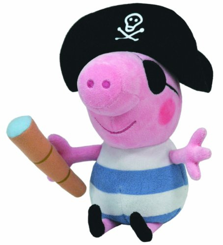 TY 7196258 - Peppa Large - George Pirat, Schwein mit Piratenhut, Augenklappe und Fernrohr, 25 cm