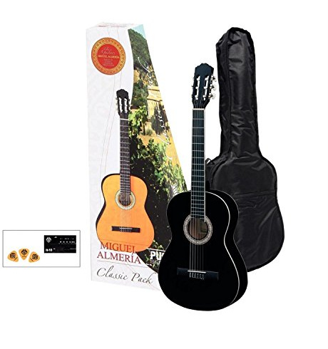 GEWApure Konzertgitarre ALMERIA Classic Pack 4/4 schwarz Starter-Set