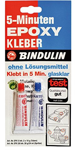 Bindulin 5-Minuten Epoxy Kleber 20g Klebt in 5 Minuten glasklar Glas Porzellan Beton Holz Tonwaren Edelsteine. schnell aushärtend lösungsmittelfrei 2-Komponenten-Kleber