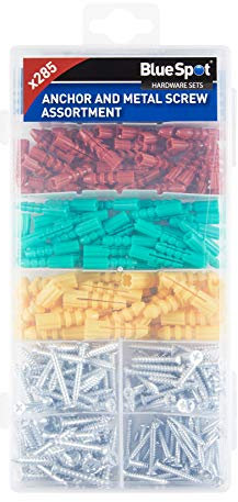 Blue Spot 40542 285PCE Anchor/Metal Screw Assortment, Set of 285 Pieces