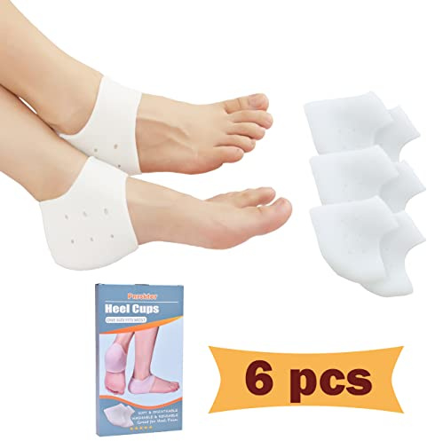 Heel Cups, 3 Pairs Heel Protectors, Heel Sleeves Plantar Fasciitis Inserts, Gel Heel Pads Cushion for Heel Pain, Dry Cracked Heels, Achilles Tendinitis, for Men & Women