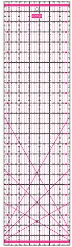 SEMPLIX Patchwork-Lineal Quilt-Lineal, transparent, mit Inch-Skala und Winkelfunktionen, ideal für Patchwork und zum Basteln, 24 x 6,5 inch (pink)