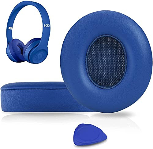 SoloWIT® Professionelle Ersatz Ohrpolster für Beats Solo 2 & Solo 3 Kabellose On-Ear Kopfhörer mit Weiches Proteinleder, Starkes Klebeband