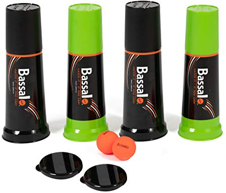BASSALO Cupball 4er Familien Set - Sport Spiel für Kinder und Erwachsene - 4 Becher, 2 Spielbälle, Spielanleitung