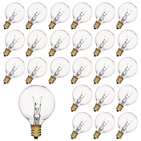 G40 Globe Klar Ersatz Glühbirnen 25 Stück ​7W Wolfram Edison Glühbirnen E12 Sockel 2200k Warmweiß für Terrassenbeleuchtung dekoration Hochzeit Balkon Veranda Party Dekoration, 220-240 Spannung